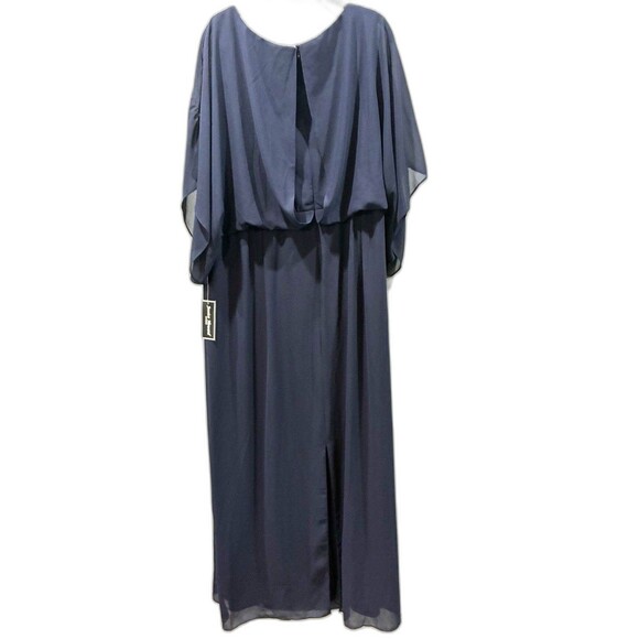 Jessica Howard Navy Chiffon Overlay Gown 20W Formal Evening Maxi Dress NWT - Picture 2 of 8